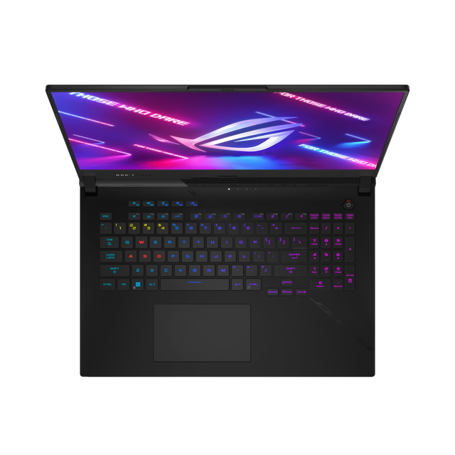 Top Down View of the Rog Strix Scar 17 With Per Key Keyboard